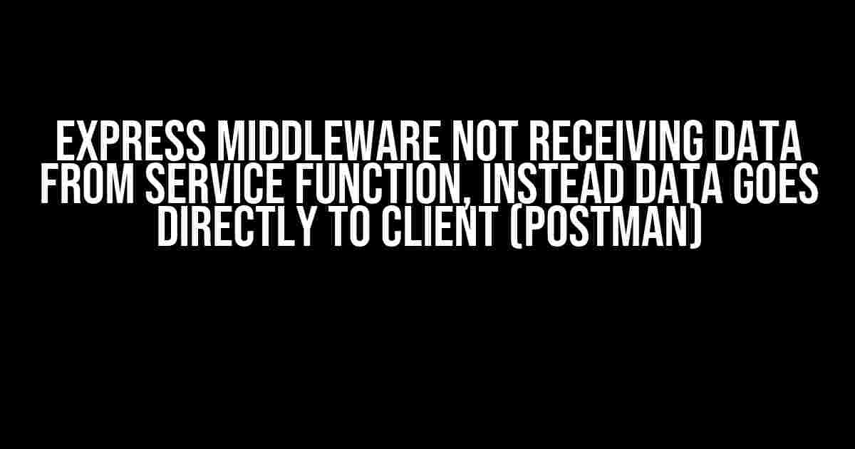 Express Middleware Not Receiving Data from Service Function, Instead Data Goes Directly to Client (Postman)